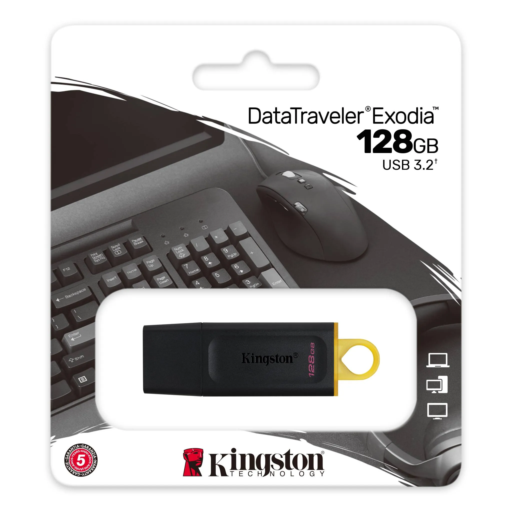 128 Gb Usb3.2 Kingston Data Traveler Exodia Siyah/Sarı (Dtx/128gb)