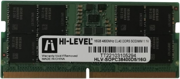 16 Gb Ddr5 4800mhz Hi-Level Cl40 Sodimm (Hlv-Sopc38400d5/16g)