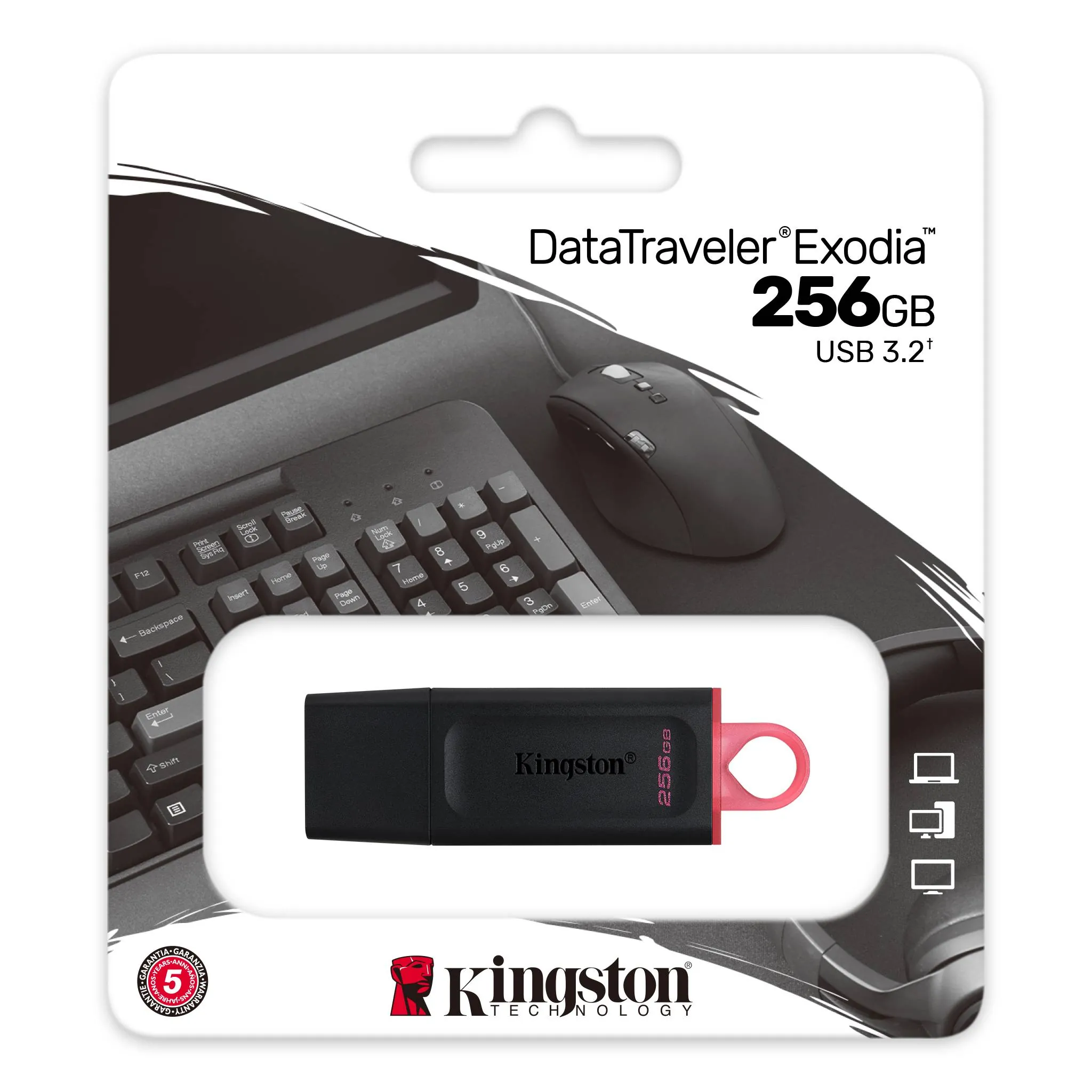 256 Gb Usb3.2 Kingston Data Traveler Exodia Siyah/Pembe (Dtx/256Gb)