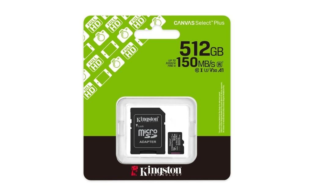 512 Gb Kingston Canvas Select Plus Gen3 Micro Sdxc Uhs-I 150Mb/S (Sdcs3/512Gb)