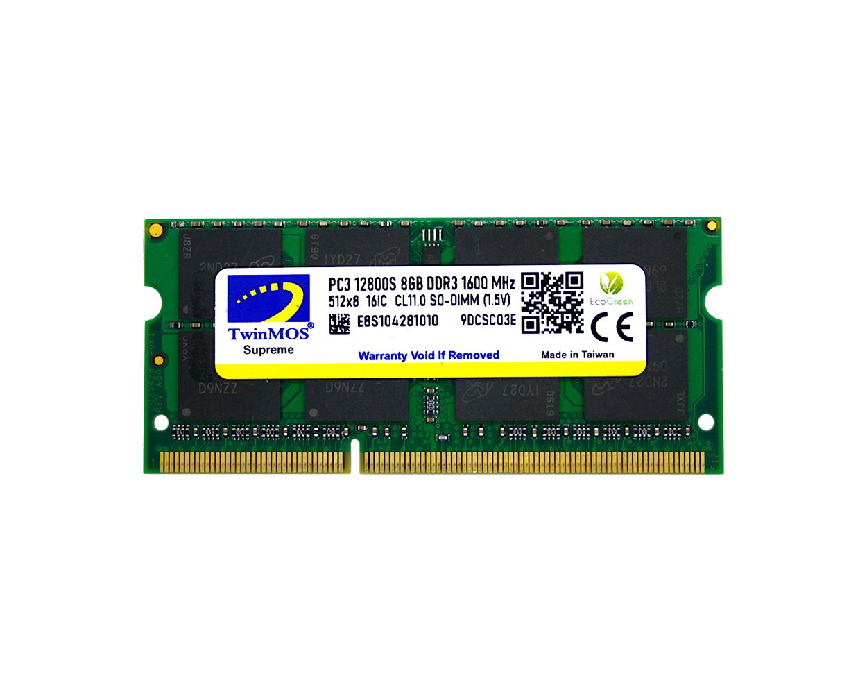 8 Gb Ddr3 1600mhz Twinmos Cl16 1.5v Sodimm (Mdd38gb1600n)