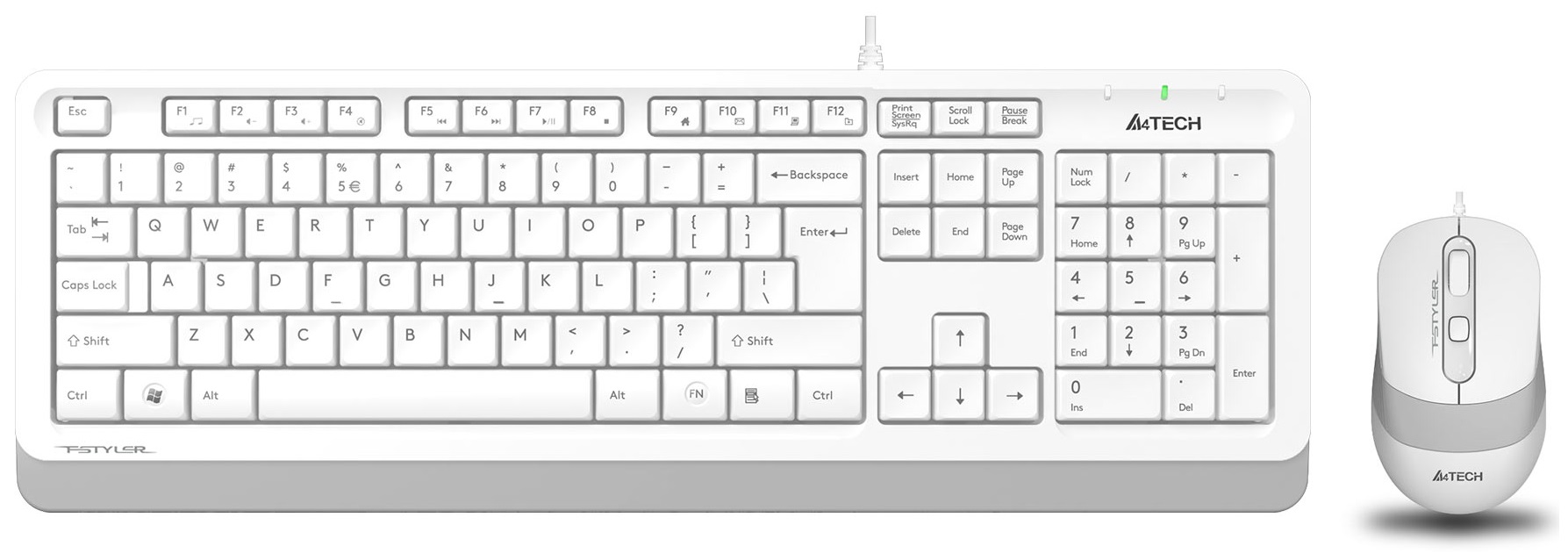 A4 Tech F1010 USB Kablolu Q Klavye Mouse Set Beyaz