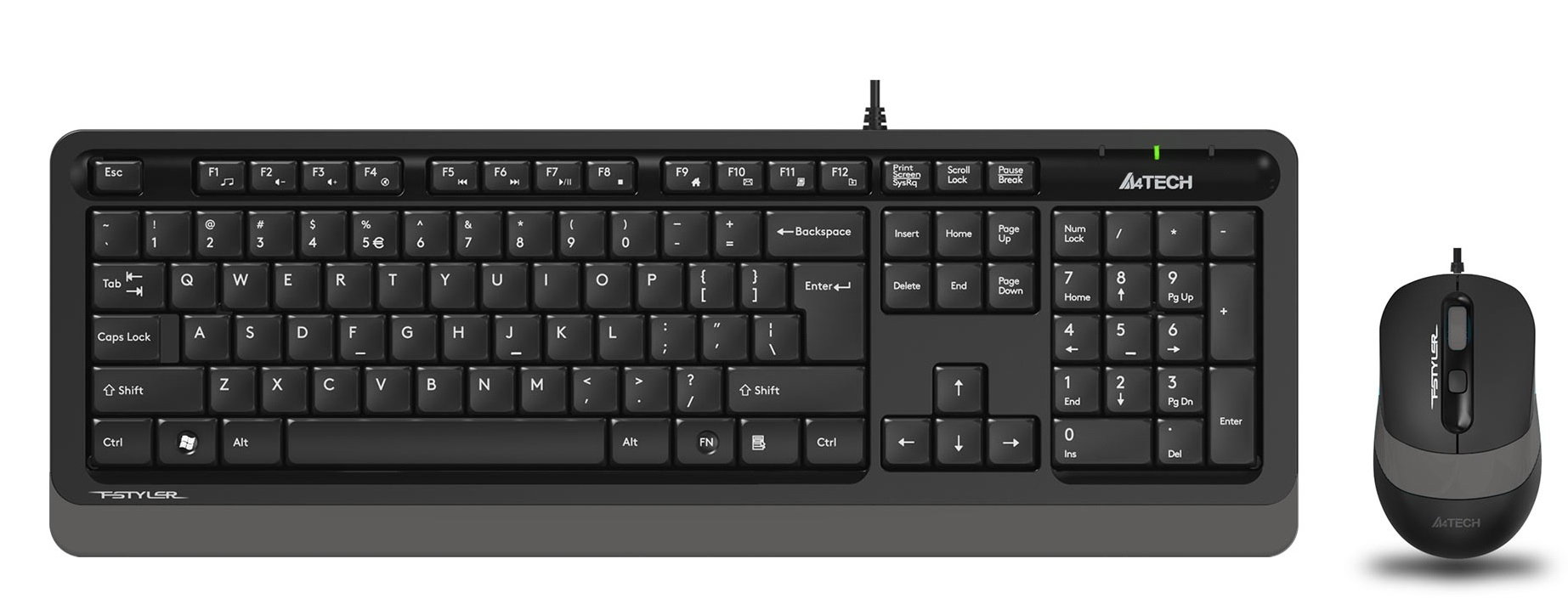 A4 Tech F1010 USB Kablolu Q Klavye Mouse Set Gri