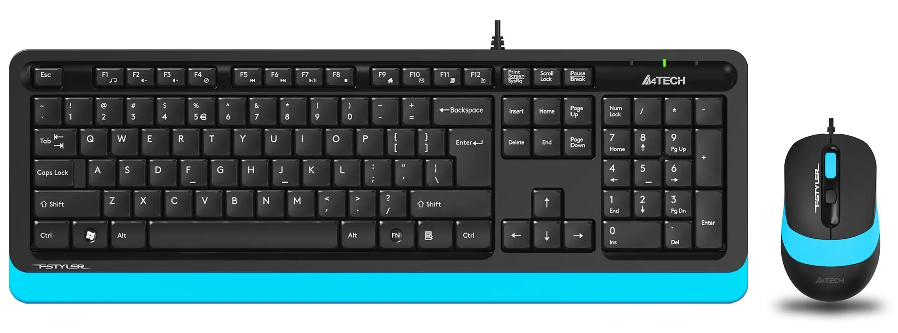 A4 Tech F1010 USB Kablolu Q Klavye Mouse Set Mavi