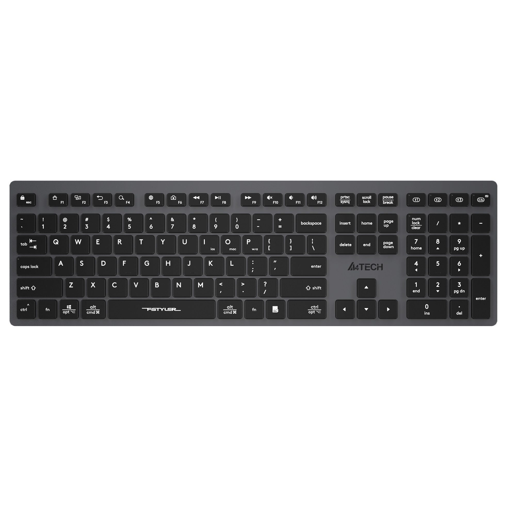 A4 Tech Fbx50c Grey Kablosuz Q Multimedya Klavye Gri
