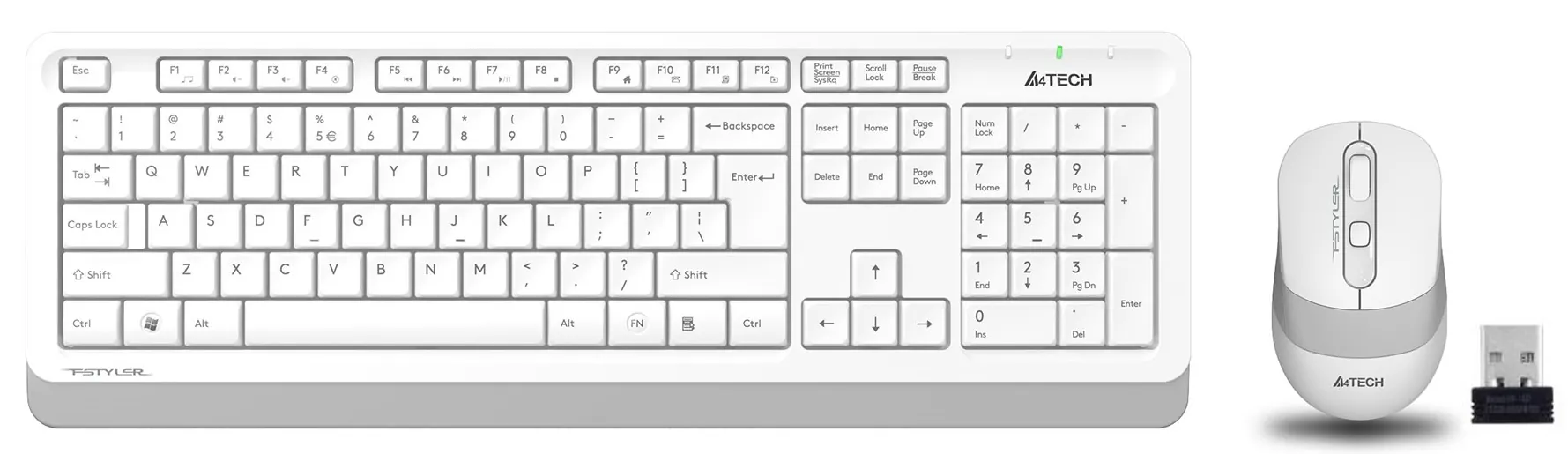 A4 Tech FG1010 USB Kablosuz Q Multimedia Klavye + Mouse Set Beyaz