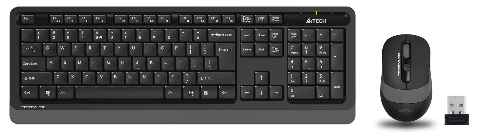 A4 Tech FG1010 USB Kablosuz Q Multimedia Klavye + Mouse Set Gri