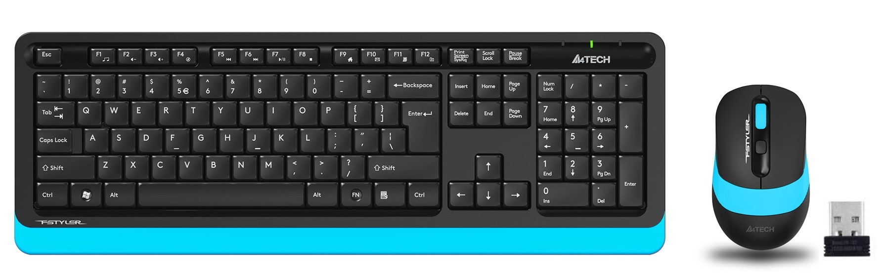 A4 Tech FG1010 USB Kablosuz Q Multimedia Klavye + Mouse Set Mavi