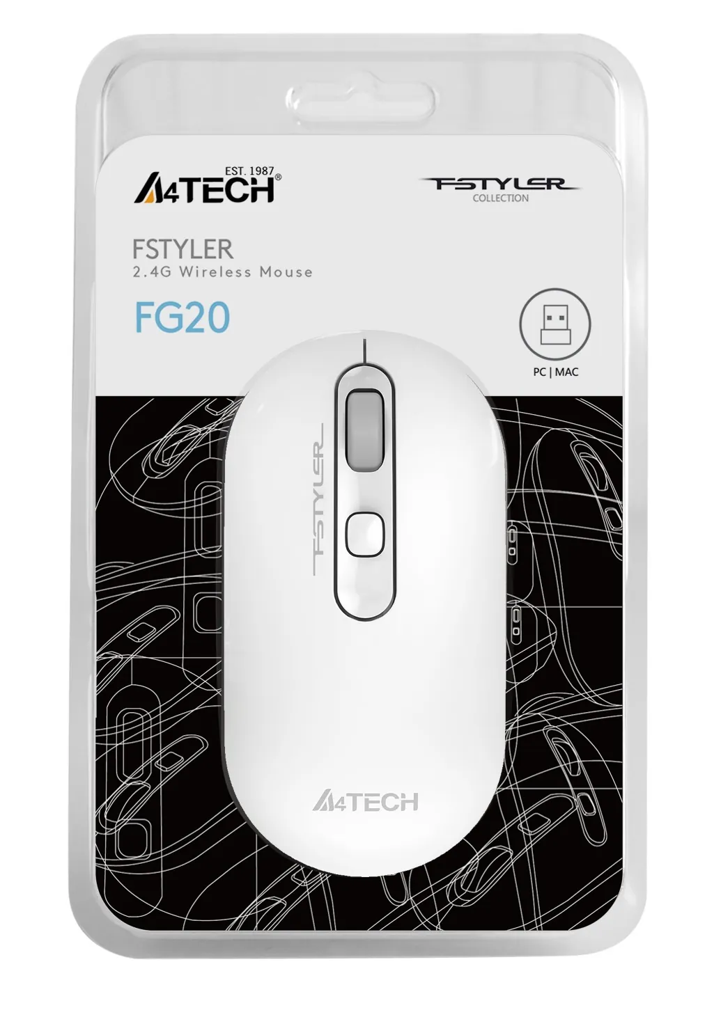 A4 Tech FG20 Kablosuz Optik Mouse Beyaz
