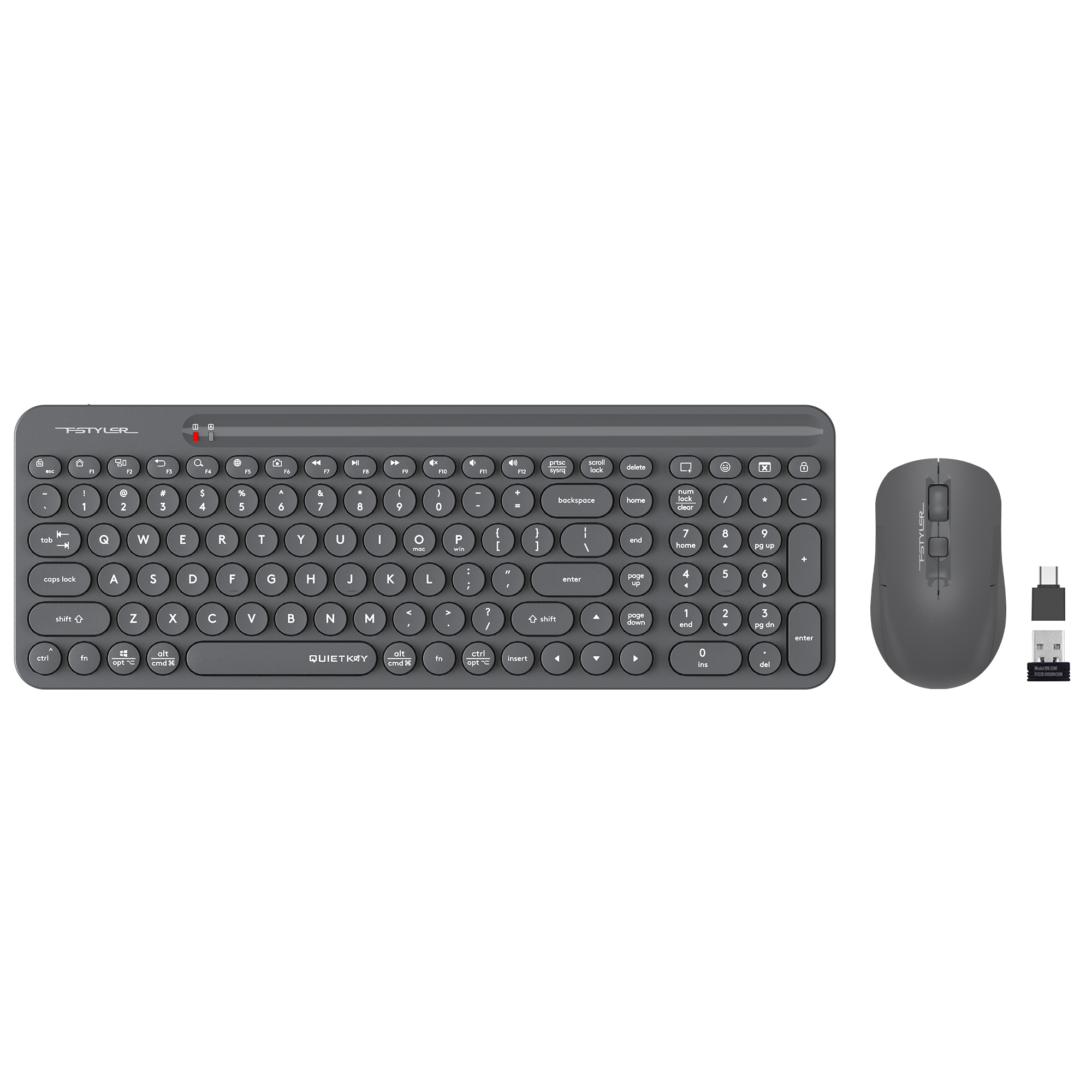 A4 Tech FG3300 Air2 2.4 Qmini Fn-MM Sessiz Klavye&Mouse Set Gri