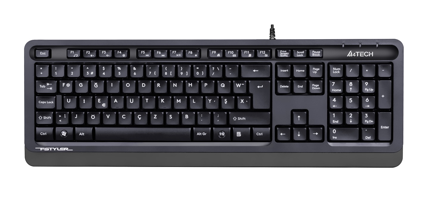 A4 Tech FK10 USB Kablolu F Multimedia Klavye Gri