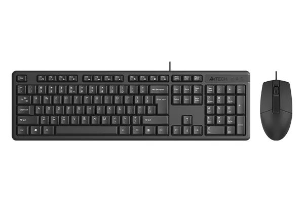 A4 Tech KR-3330S Kablolu Sessiz Türkçe Q Klavye&Mouse Set Siyah
