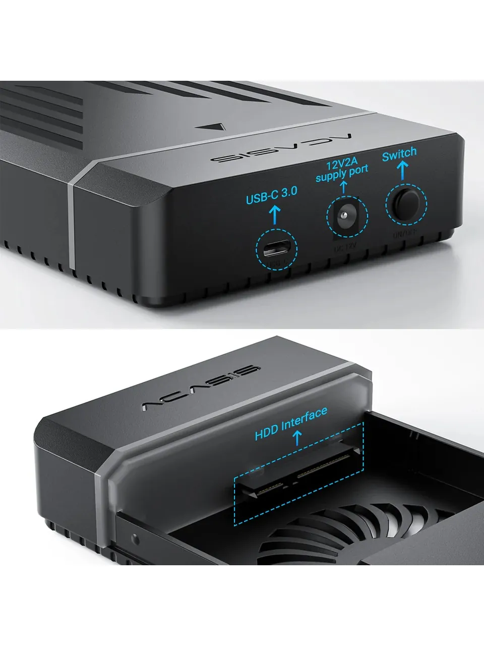 Acasis EC5351C 2.5"/3.5" USB 3.0 RGB 24TB SATA Destekli Disk Kutusu