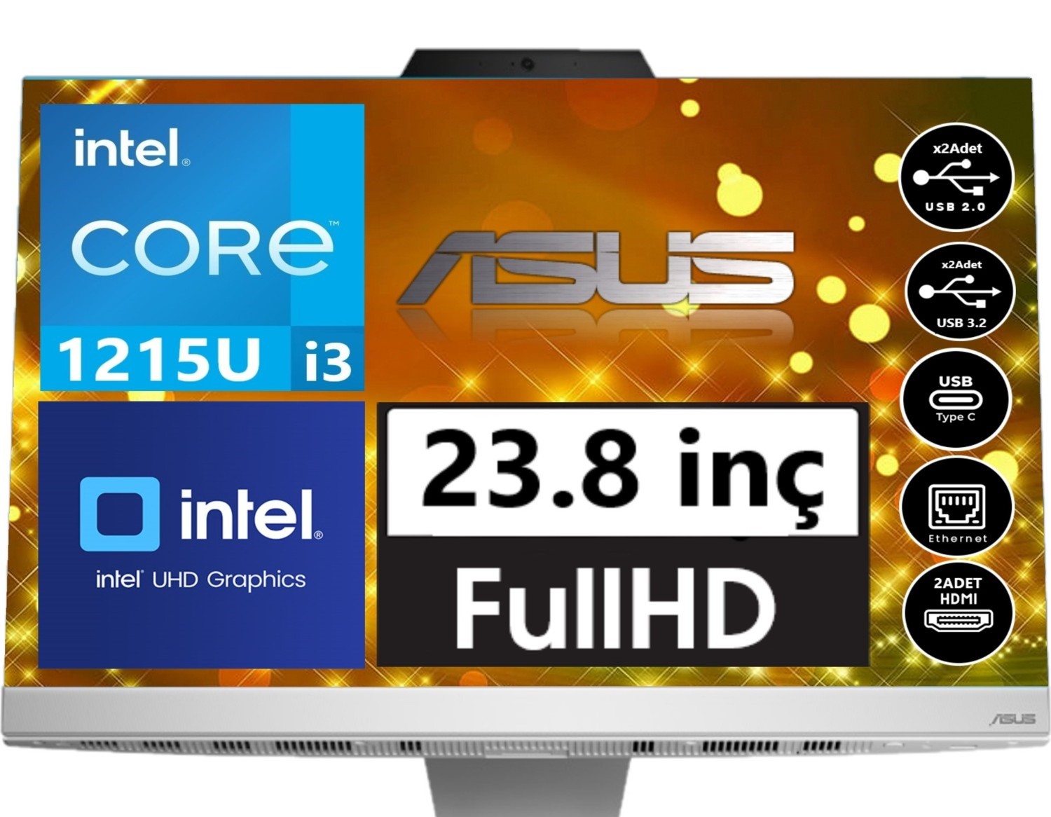 Asus Aio A3402wbak-i38512w0d I3-1215u 8gb 512gb Ssd 23.8" Dos Beyaz