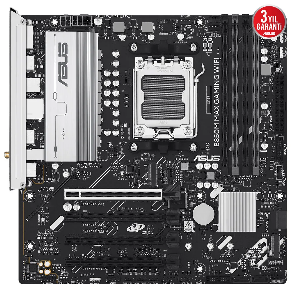 Asus B850M Max Gaming Wifi AM5 DDR5 Ses GLAN DP/HDMI SATA3 USB3.2 mATX