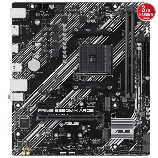 Asus Prime B550M-K ARGB AM4 DDR4 Ses Glan DP/HDMI SATA3 USB3.2 mATX