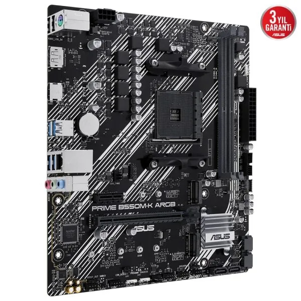 Asus Prime B550M-K ARGB AM4 DDR4 Ses Glan DP/HDMI SATA3 USB3.2 mATX
