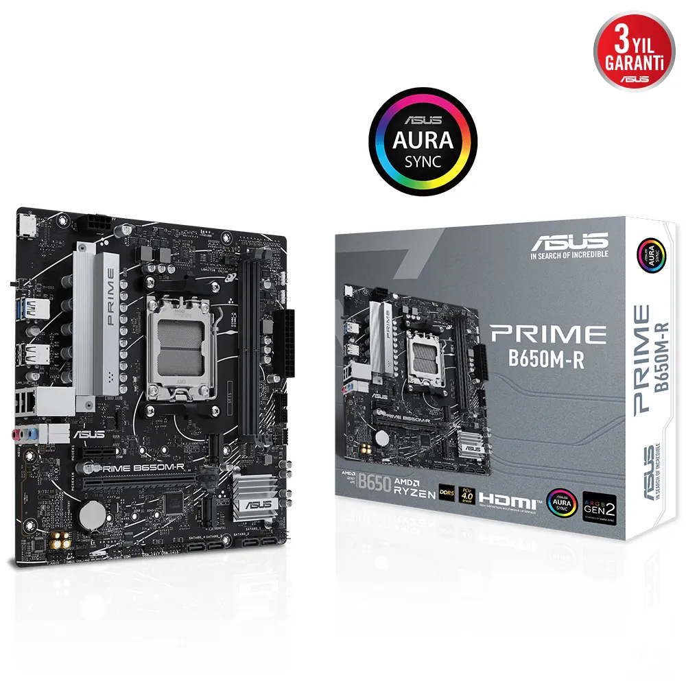 Asus Prime B650M-R AM5 DDR5 Ses Glan Hdmi Sata3 Usb2.0 Matx