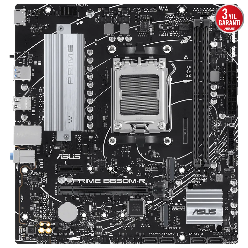 Asus Prime B650M-R AM5 DDR5 Ses Glan Hdmi Sata3 Usb2.0 Matx