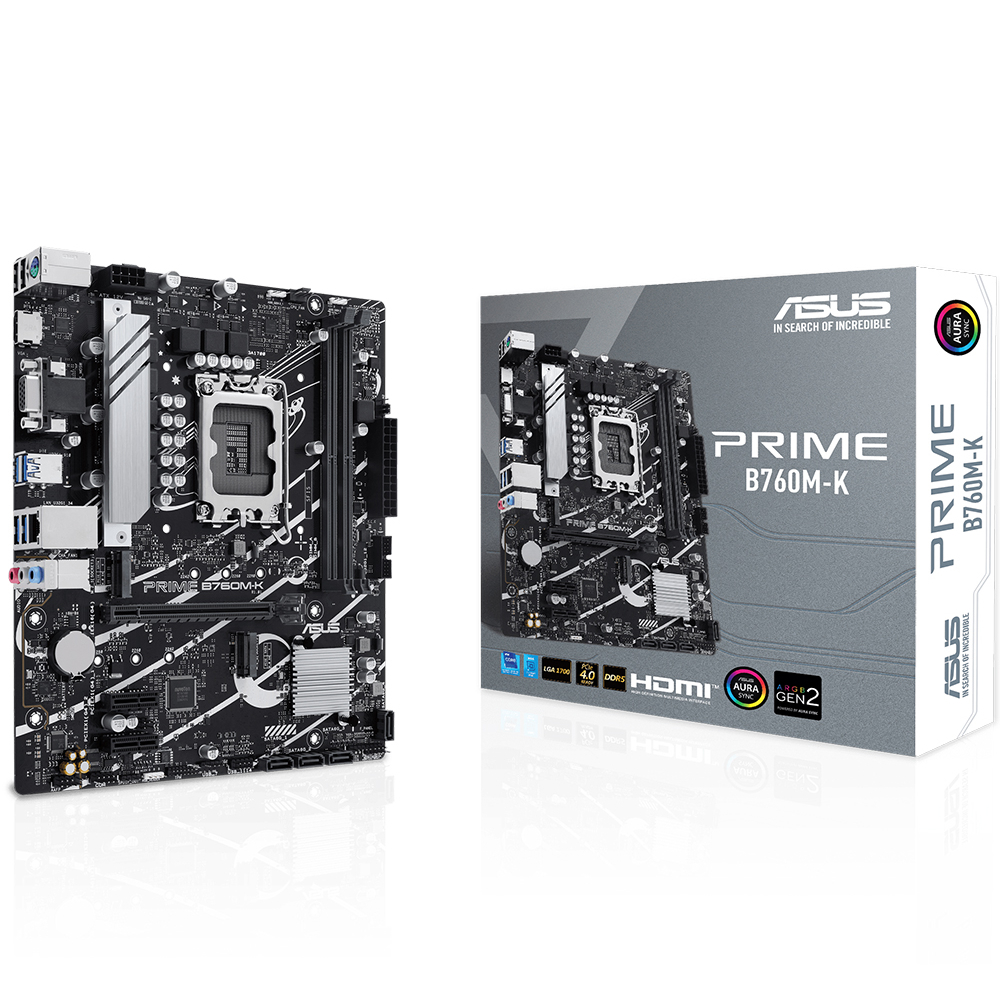ASUS Prime B760M-K 1700P DDR5 Ses GLAN VGA/HDMI SATA3 USB3.2 mATX