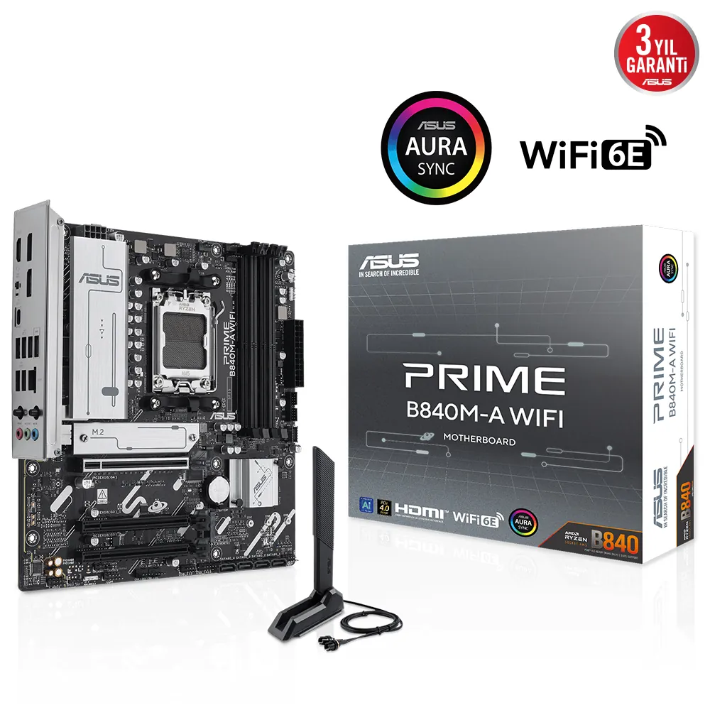 Asus Prime B840M-A Wifi AM5 DDR5 Ses Glan DP/HDMI SATA3 USB3.2 mATX