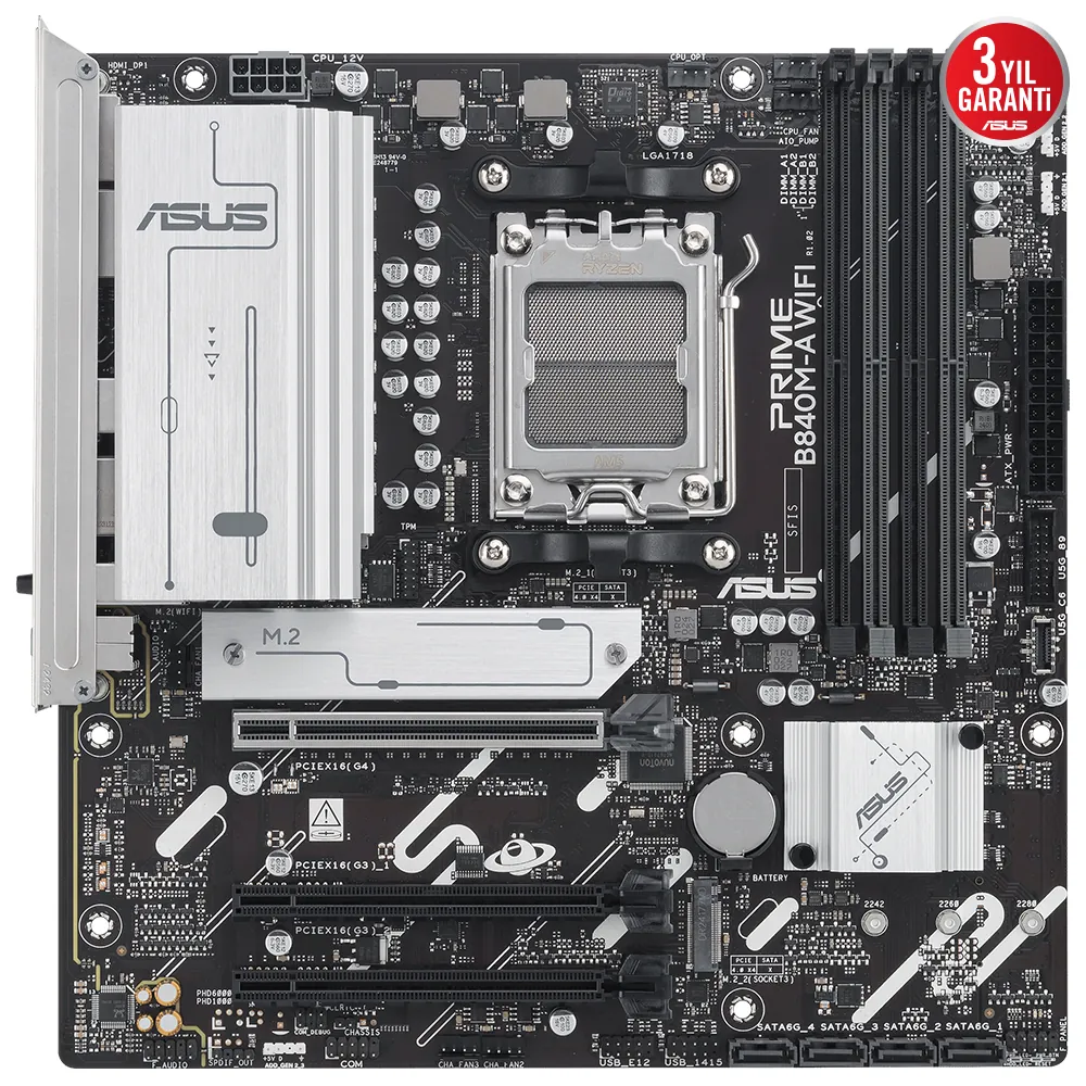 Asus Prime B840M-A Wifi AM5 DDR5 Ses Glan DP/HDMI SATA3 USB3.2 mATX