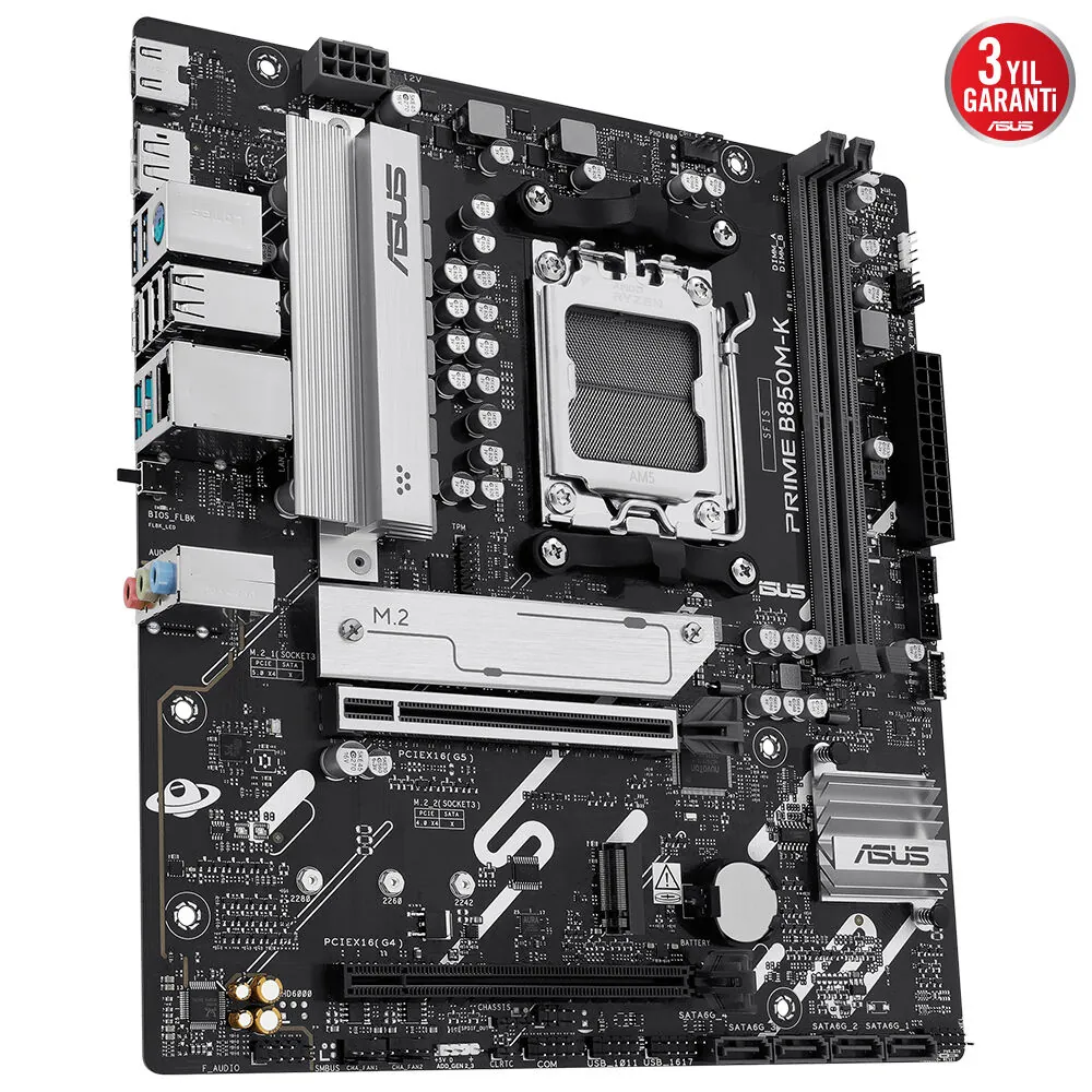 Asus Prime B850M-K AM5 DDR5 Ses GLAN DP/HDMI SATA3 USB3.2 mATX