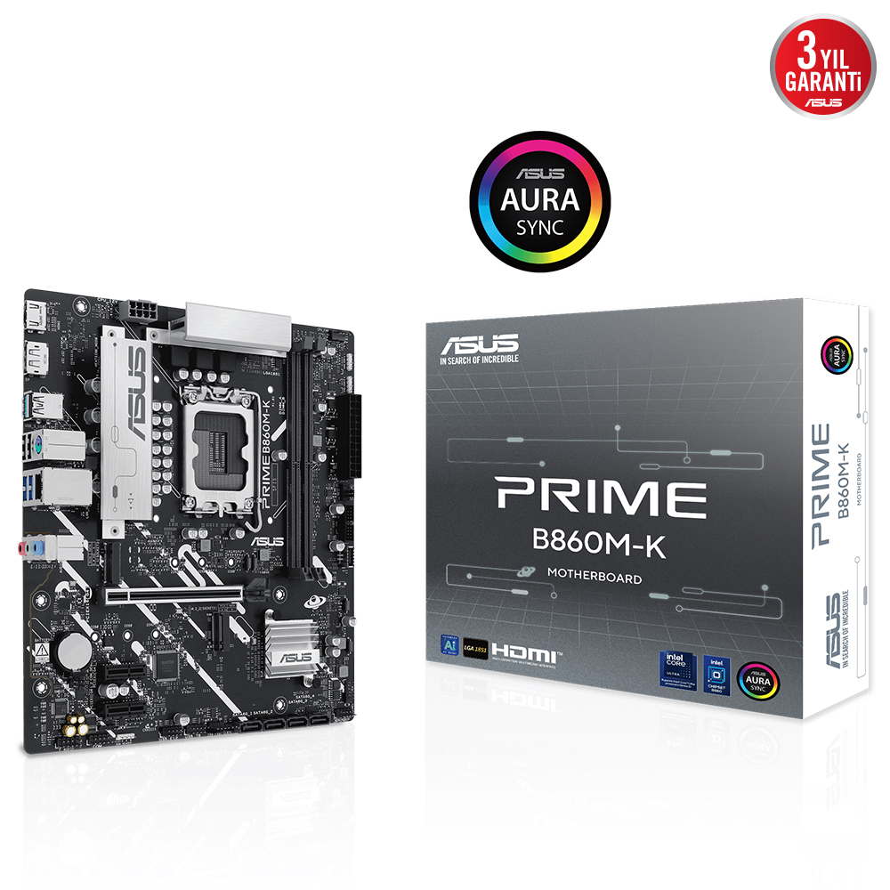 Asus Prime B860M-K 1851P DDR5 Ses GLAN DP/HDMI SATA3 USB3.2 mATX