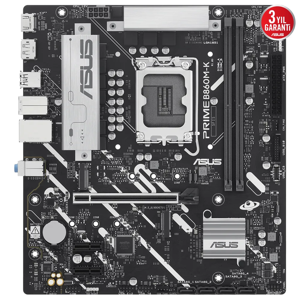Asus Prime B860M-K 1851P DDR5 Ses GLAN DP/HDMI SATA3 USB3.2 mATX