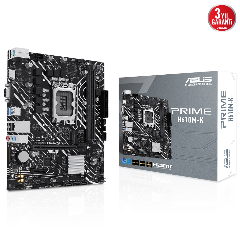 Asus Prime H610M-K 1700P DDR5 Ses GLAN HDMI/VGA SATA3 USB3.2 mATX