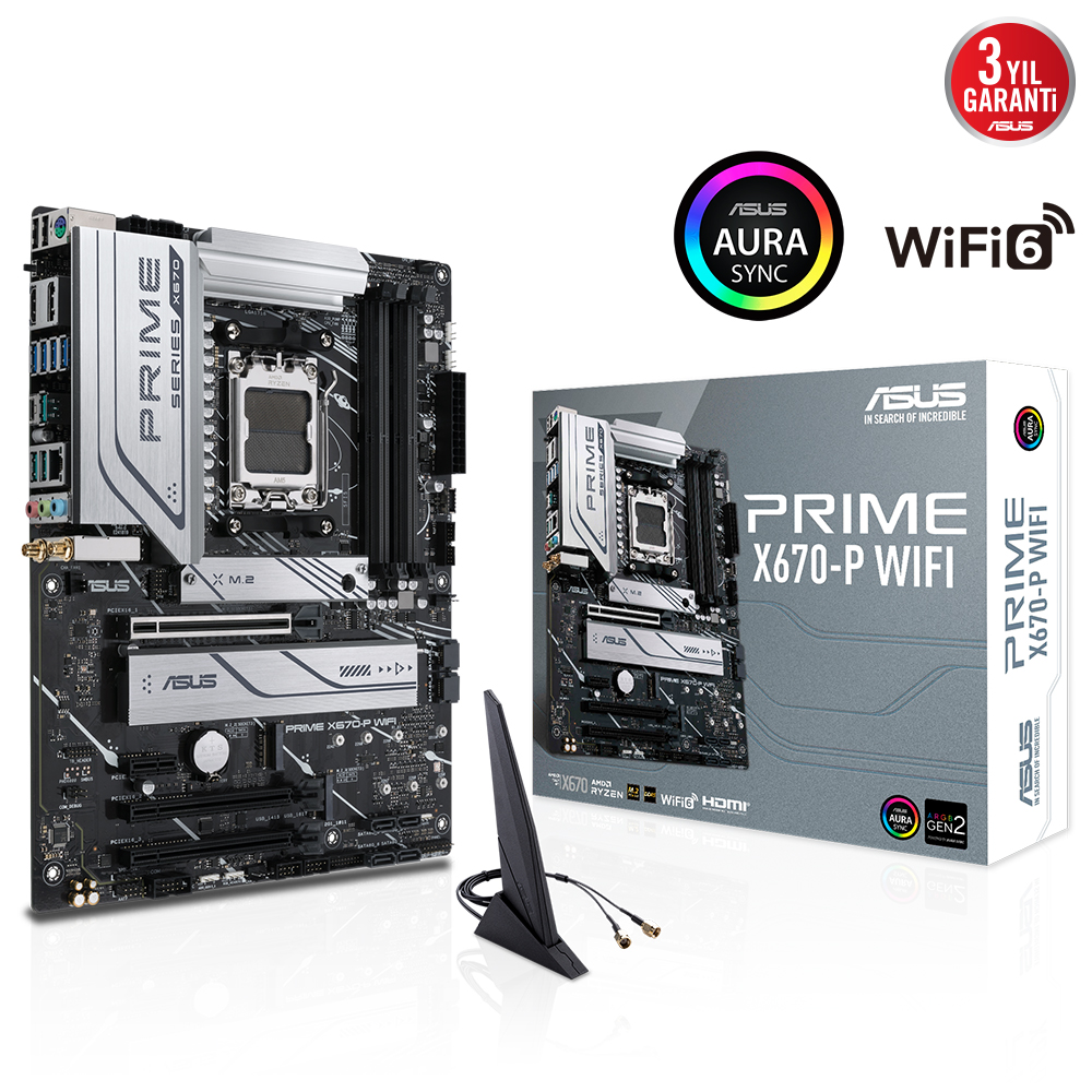 Asus Prime X670-P WiFi AM5 DDR5 Ses GLAN DP/HDMI SATA3 USB3.2 ATX