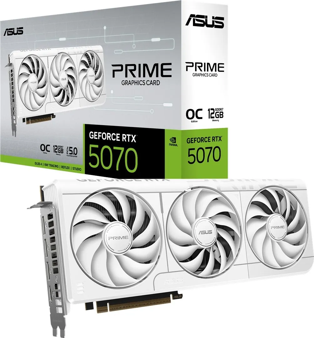 Asus RTX 5070 12GB GDDR7 192-Bit 2xHDMI/3xDP/DLSS4 Beyaz (Prime-RTX5070-O12G)