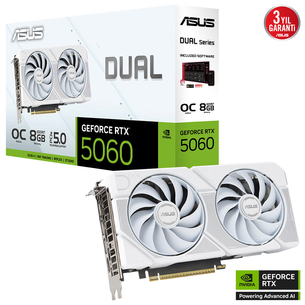 Asus RTX5060 8GB GDDR7 128Bit 3xDP/HDMI (Dual-RTX5060-O8G-White)
