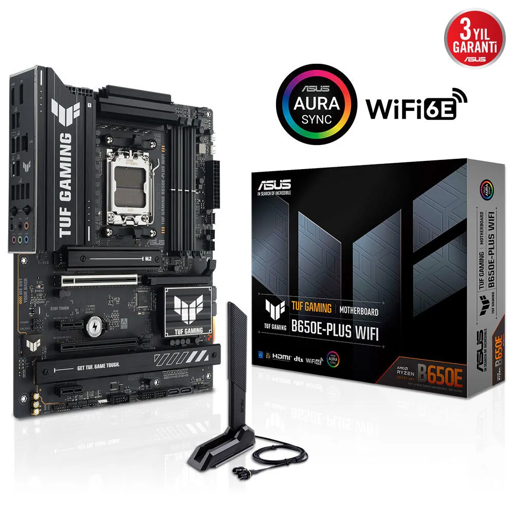 Asus Tuf Gaming B650E-Plus Wifi AM5 DDR5 Ses GLAN DP/HDMI SATA3 USB3.2 ATX