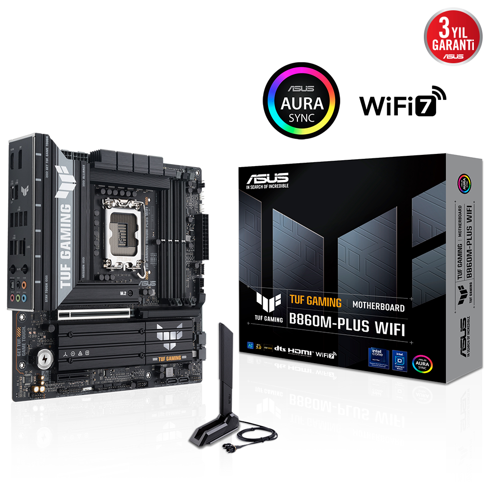 Asus TUF Gaming B860M-Plus WiFi 1851P DDR5 Ses GLAN DP/HDMI SATA3 USB3.2 mATX