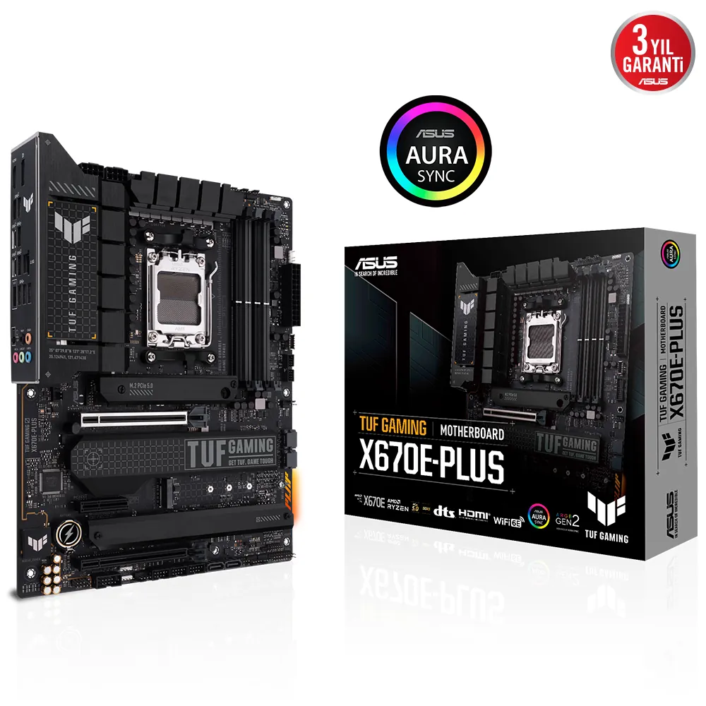 Asus TUF Gaming X670E-Plus AM5 DDR5 Ses GLAN DP/HDMI SATA3 USB3.2 ATX