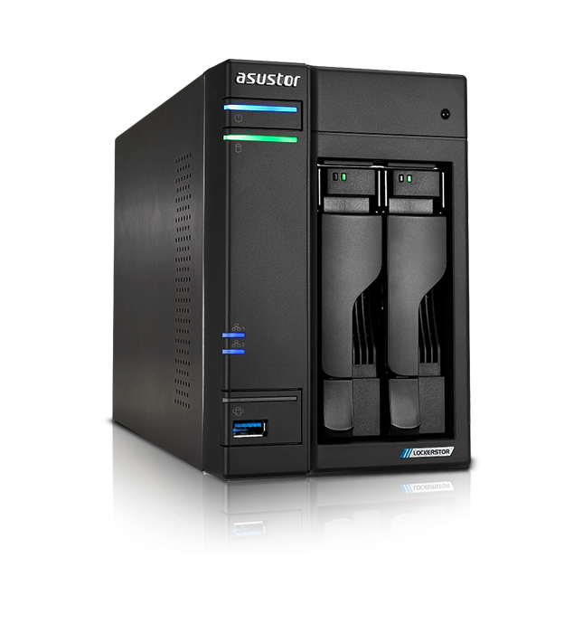 Asustor As6702T 2 Slot Tower NAS Celeron 2GHz Quad 4GB DDR4 2x2.5GbE