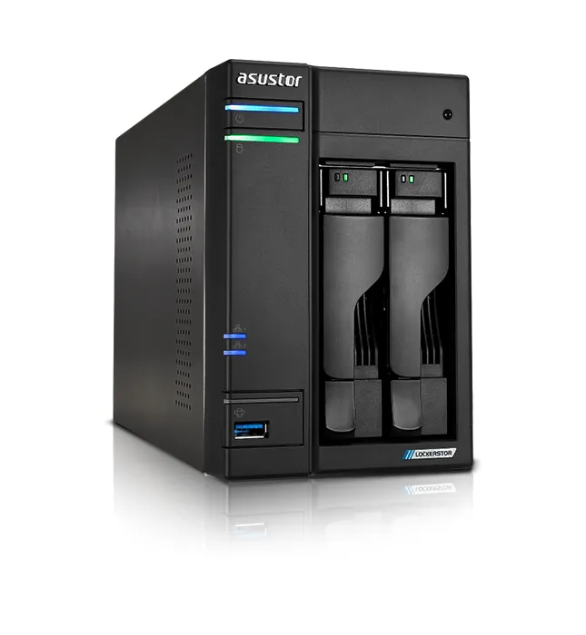 Asustor As6702T 2 Slot Tower NAS Celeron 2GHz Quad 4GB DDR4 2x2.5GbE