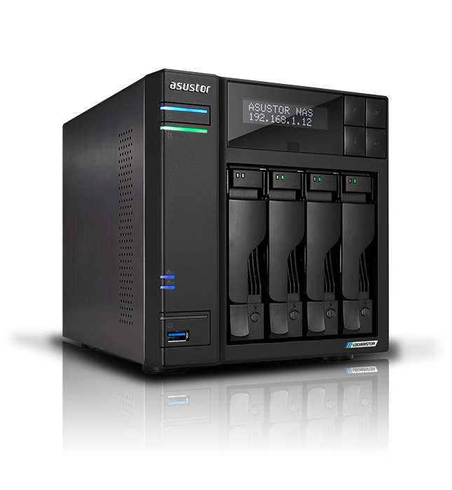 Asustor As6704T 4 Slot Tower NAS Celeron 2GHz Quad 4GB DDR4 2x2.5GBE