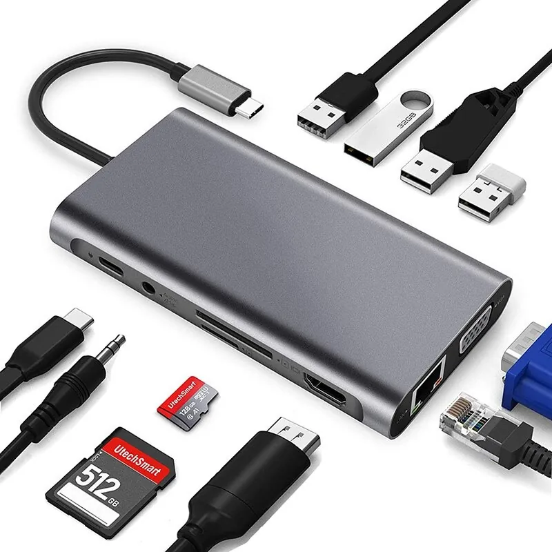 Codegen (CDG-CNV49) 4xUSB3.0/HDMI/VGA/Type-C/RJ45/MicroSD USB3.1 Type-C Hub