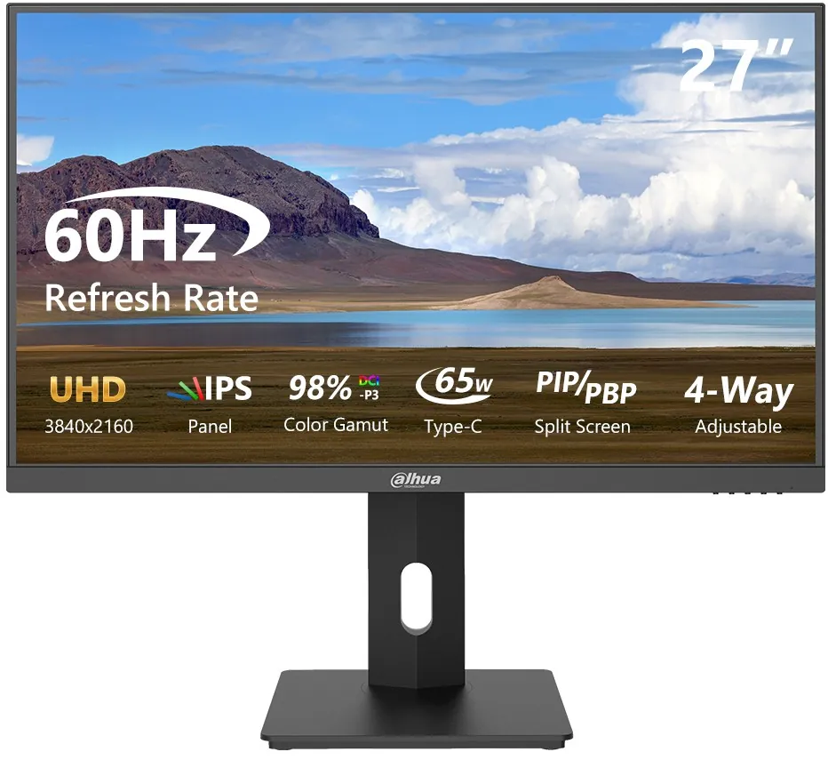 Dahua 27" LM27-U401A 3840x2160 5ms 60Hz IPS DP/HDMI/USB-C/USB +VESA +Pivot