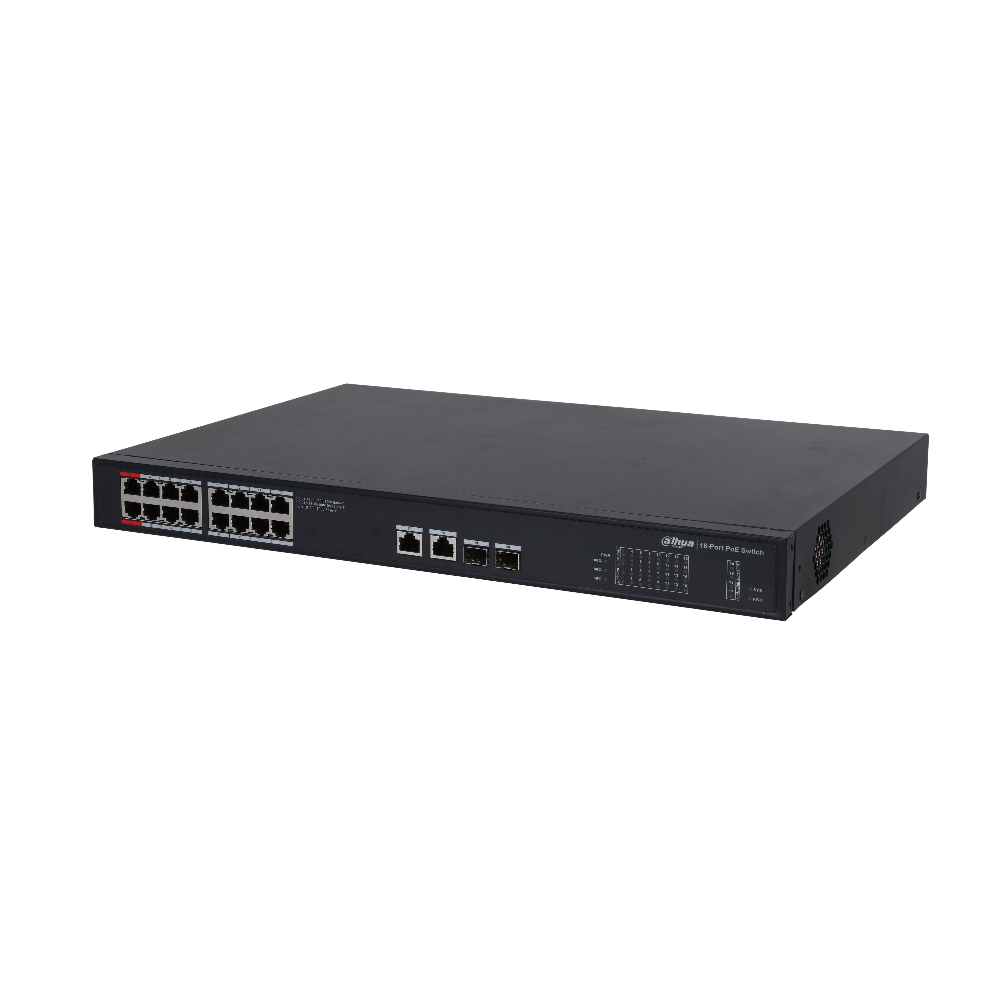 Dahua PFS3220-16GT-240-V2 16 Port 10/100/1000 240W PoE+2SFP Yönetilemez Switch