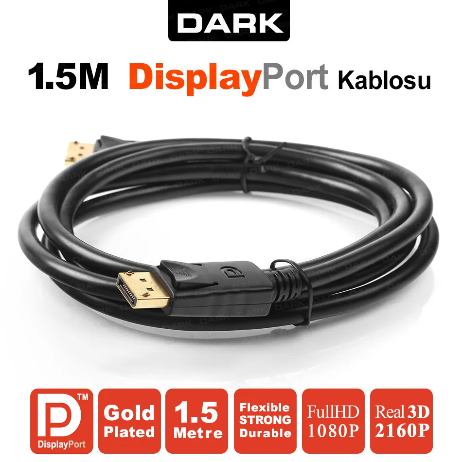 Dark DK-CB-DPL150 1.5metre DisplayPort Kablo (2160p Altın Uçlu)