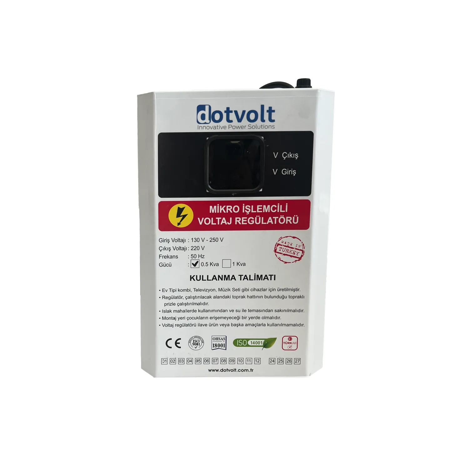 Dotvolt Volt MN 500 VA Mono/Faze Voltaj Regülatörü (Kombi Regülatörü)