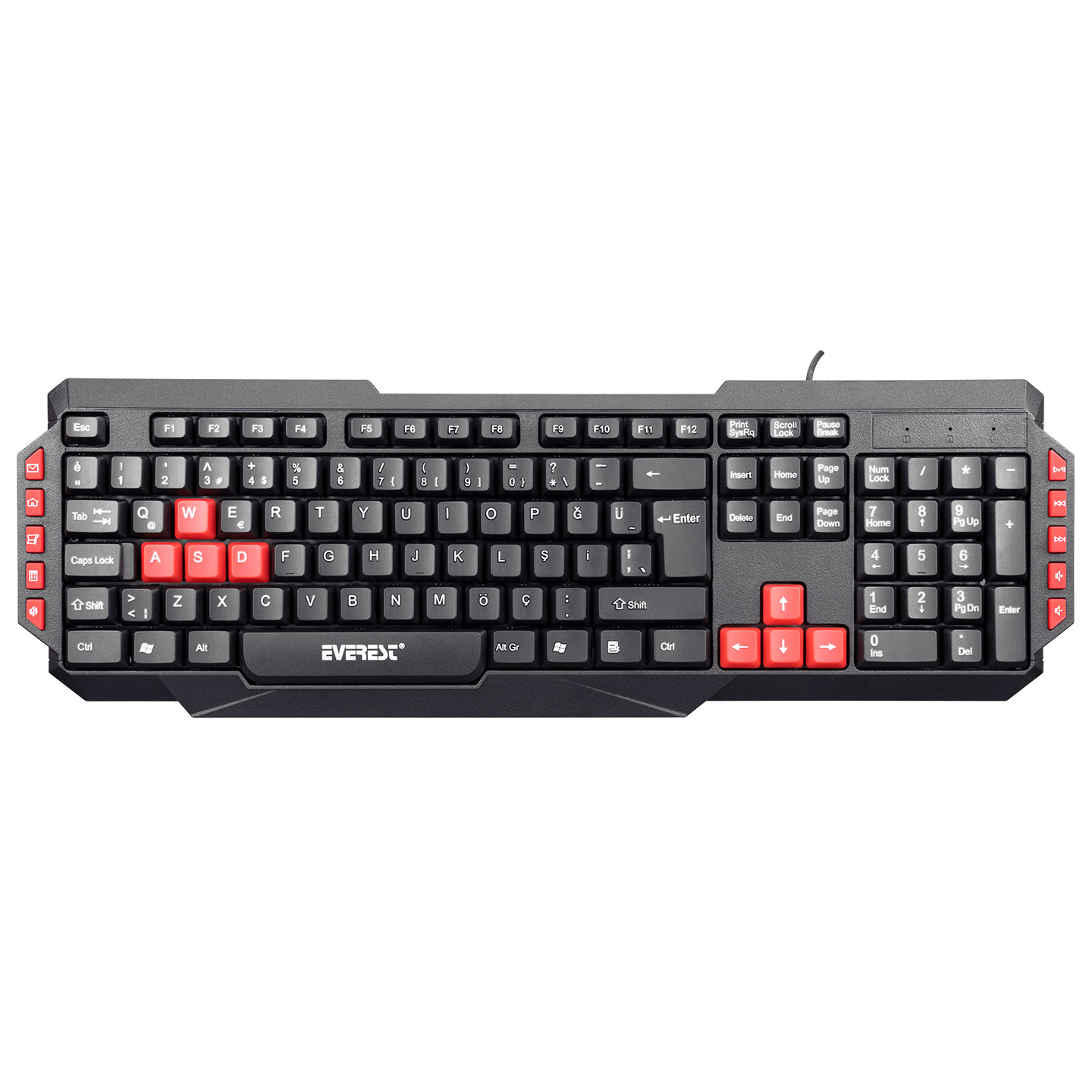 Everest KB-G7 Armor USB Multimedia Kablolu Q Klavye Siyah/Kırmızı