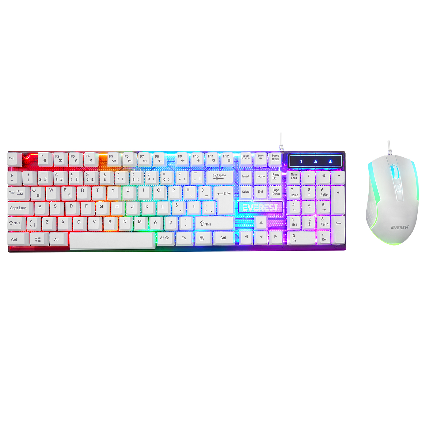 Everest Km-198 Luminax Beyaz Q Gaming Oyuncu Klavye&Mouse Set