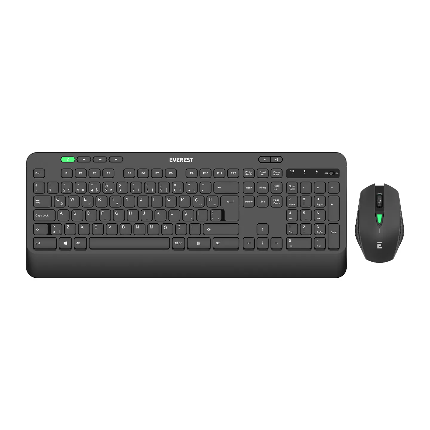 Everest KM-2620 Siyah USB Sessiz Kablosuz Q Multimedia Klavye&Mouse Set