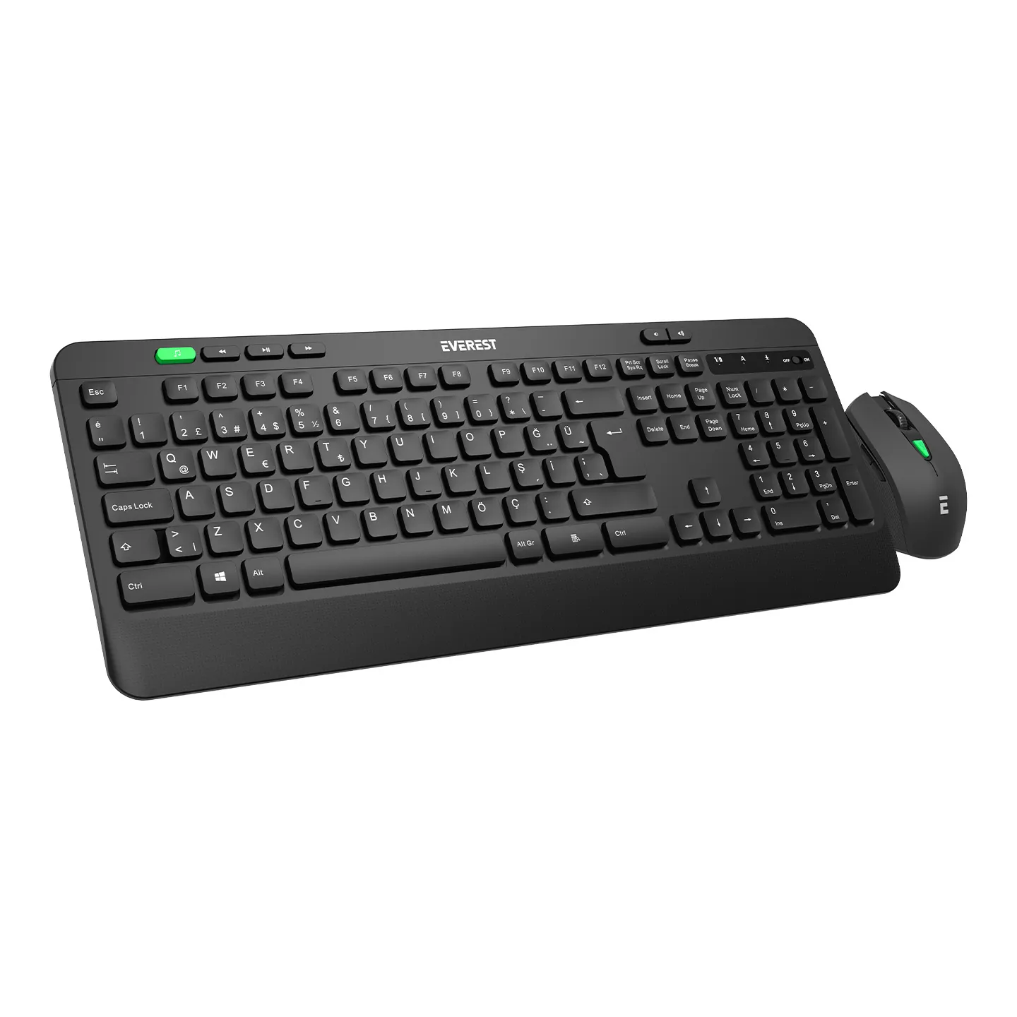 Everest KM-2620 Siyah USB Sessiz Kablosuz Q Multimedia Klavye&Mouse Set