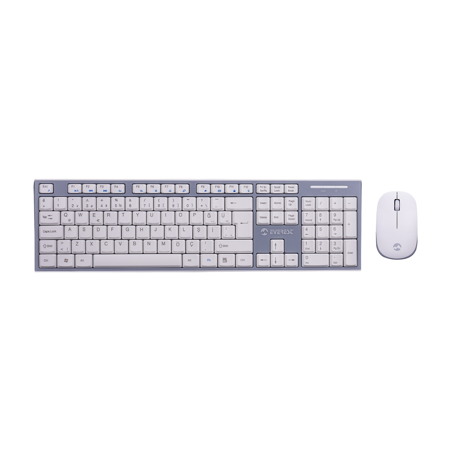 Everest Km-6063 Kablosuz Q Multimedia Klavye + Mouse Set Beyaz/Gri
