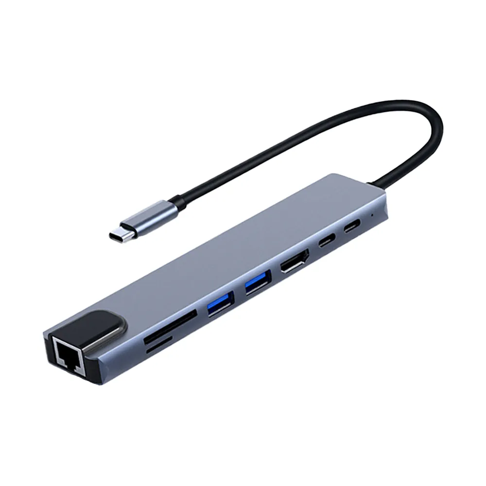 Frısby FA-7682C Type-C - 8 in 1 RJ45+TF/SD+HDMI+USBx2+Type-C+PD